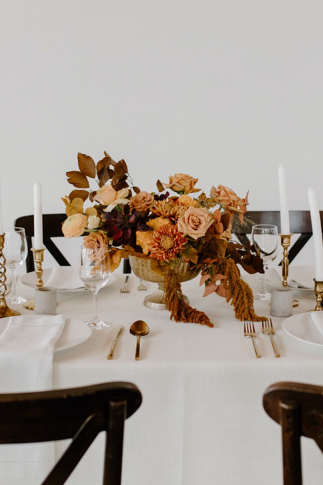 Event centerpiece in Autumnal colours