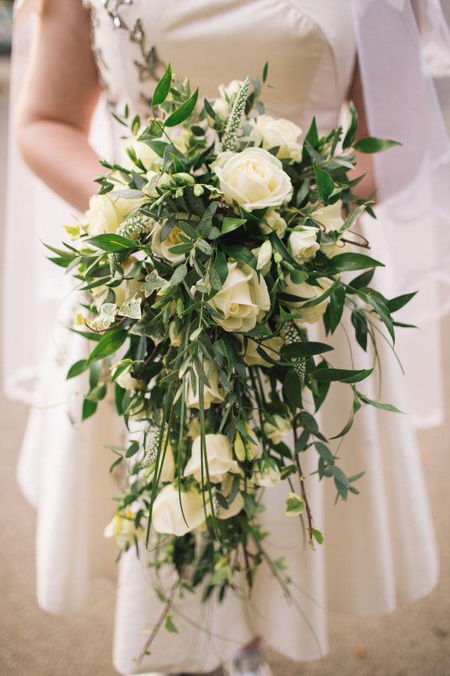 White roses wedding bouquet